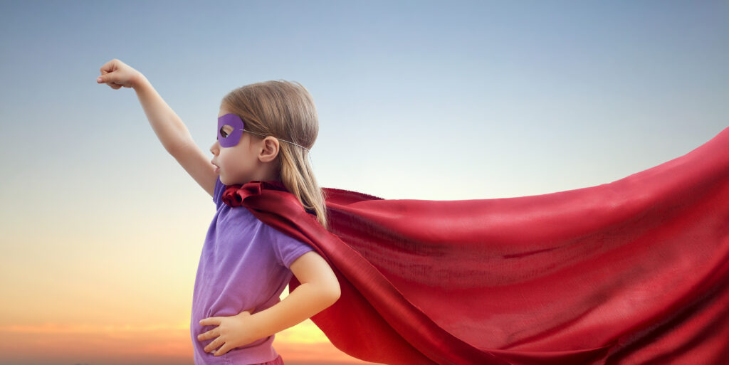 What to store in storage unit girl playing superhero