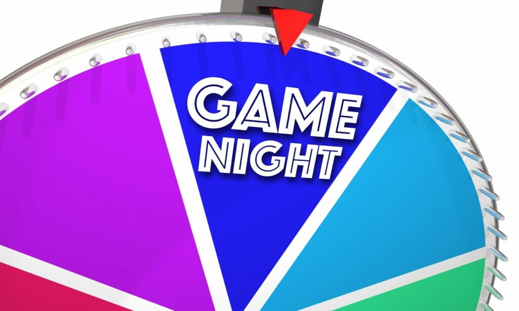 Game night colorful spinning wheel