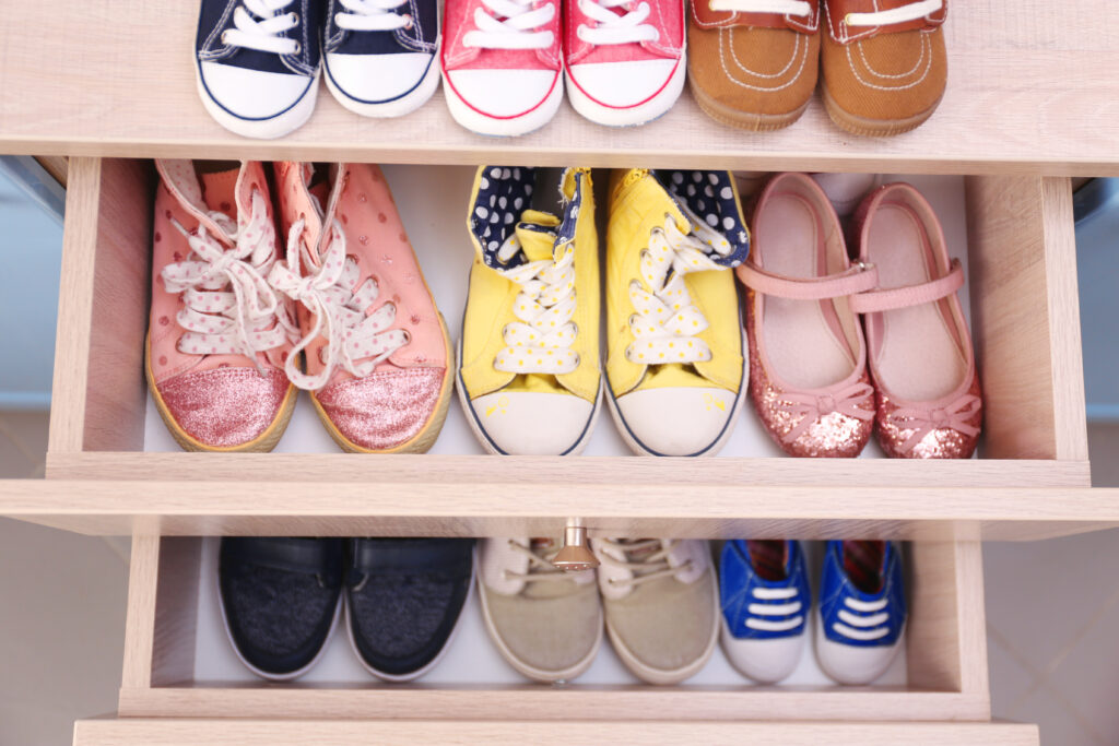 shoe storage, drawers